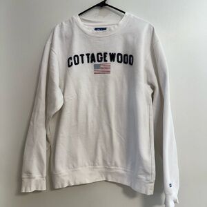 Blue 84 White Crewneck Sweater with American Flag
